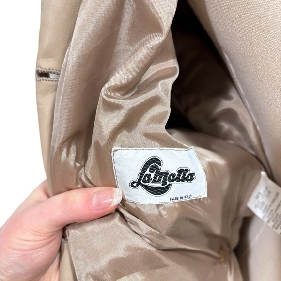LaMatta Italian Gloveleather Buttery Soft Latte Brown Tan Wrap Shirt Dress - Picture 11 of 12
